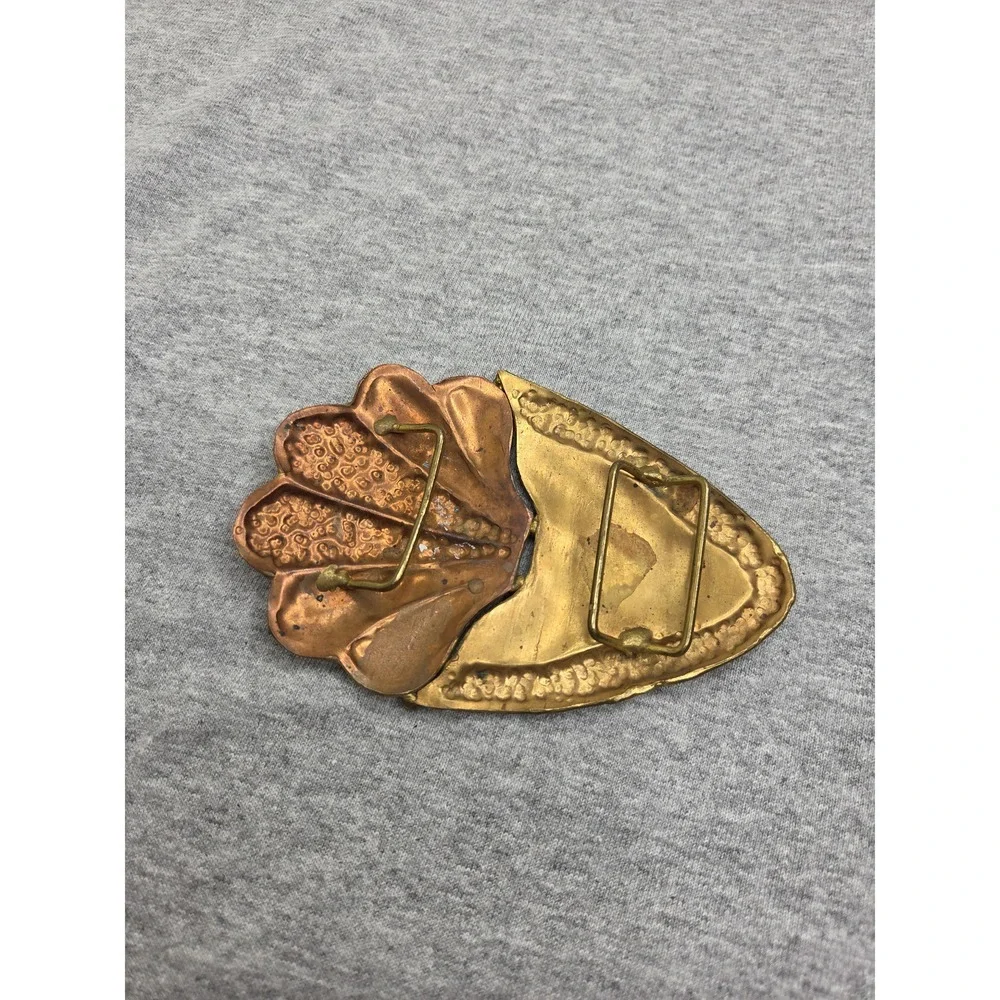 Vintage Brutalist Abstract Shell Bronze Gold Belt Buckle